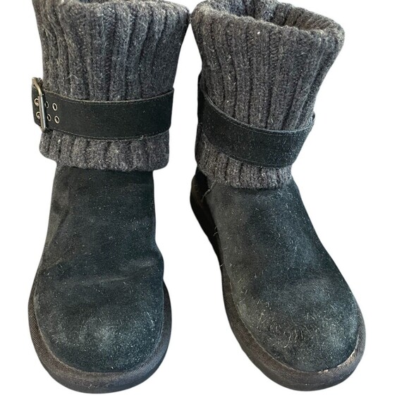 Womens Black UGG Australia Cambridge 1003175 Suede Knit Sheepskin Buckle Boots 6 - Picture 2 of 14